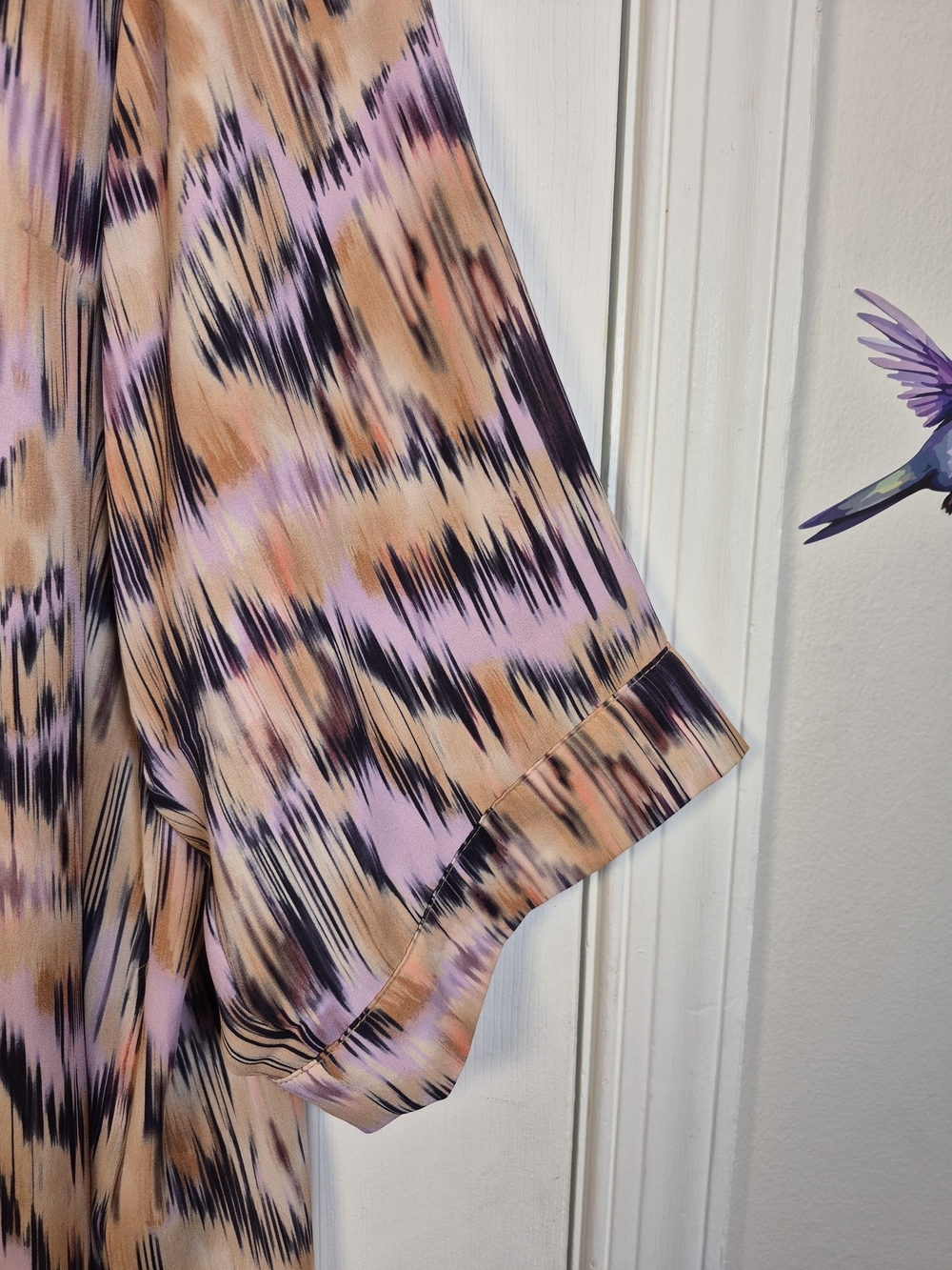 Torrid Harper Georgette Blouse 3/4 Roll-Tab Sleeve Multicolor Ikat Plus Size 4 - Picture 6 of 8